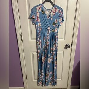 Blue floral maternity maxi dress